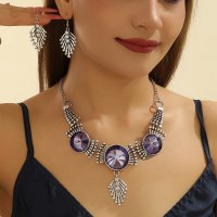 SET736 - Retro Hollow Purple Jewelry Set